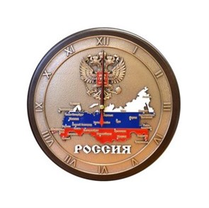 Часы в деревянной раме "Карта России" в подарочной коробке, 29х29