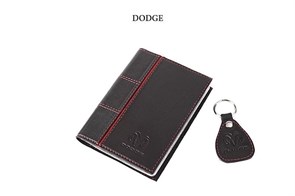 Кожаная обложка для водительского удостоверения с брелком "DODGE" 065-07-67М