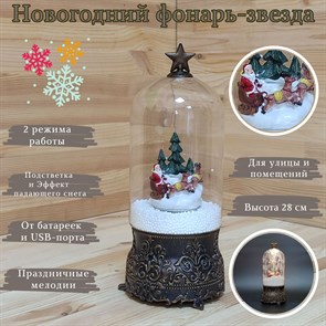 {{productViewItem.photos[photoViewList.activeNavIndex].Alt || productViewItem.photos[photoViewList.activeNavIndex].Description || 'Новогодний декоративный фонарь-звезда с музыкой, подсветкой | Светильник с эффектом падающего снега &quot;Дед Мороз в санях&quot;, 28 см'}}