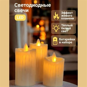 {{productViewItem.photos[photoViewList.activeNavIndex].Alt || productViewItem.photos[photoViewList.activeNavIndex].Description || 'Набор светодиодных свечей для дома и интерьера |  Свечи с эффектом &quot;Живого пламени&quot;, цвет тёплый белый для декора |  Led свеча-ночник с имитацией воска, 3 шт (11, 9, 7 см) |  Батарейки в комплекте'}}