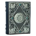 Православный молитвослов с филигранью (серебро), топазами в замшевой шкатулке ЭБ029(ф)