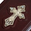Православный молитвослов в кожаном переплете с крестом, филигранью (серебро) и топазами