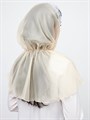 Ниспадающий платок на голову для храма, церкви бежевый (сзади)