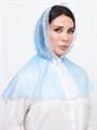 Ниспадающий платок на голову для храма, церкви синий из шифона с завязками