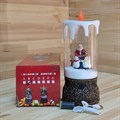 Новогодний декоративный фонарь-свеча с музыкой, подсветкой | Светильник с эффектом падающего снега "Дед Мороз и Снеговики", 28 см (упаковка)