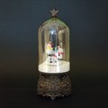 Новогодний декоративный фонарь-звезда с музыкой, подсветкой | Светильник с эффектом падающего снега "Снеговики", 28 см (ночь)