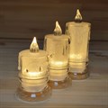 Набор светодиодных свечей "Драгоценное серебро" | Led свеча-ночник с имитацией мерцания, 3 шт (11, 10, 8 см)