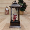Новогодний декоративный  фонарик с подсветкой и снегом | LED-Светильник в ретро-стиле "Поздравление от Деда Мороза", 14 см