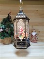 Новогодний фонарь-карусель с серебристым снегом | Светильник с музыкой, подсветкой "Дед Мороз", 22 см СДWG-021