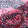 Мягкий принтованный платок из вуали | Тонкая шаль в розовых тонах, 96х96 см (структура)