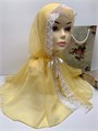 Ниспадающий платок на голову для храма, церкви желтый | Накидка-капюшон из шифона с завязками СД013