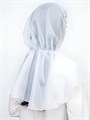 Ниспадающий платок на голову для храма, церкви белый | Накидка-капюшон из шифона с завязками СД011