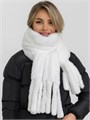 Мягкий теплый белоснежный шарф из искусственного меха, 230х40 см СД1301