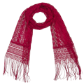 Однотонный гипюровый шарф с бахромой бордовый, 160х45 см C838-2